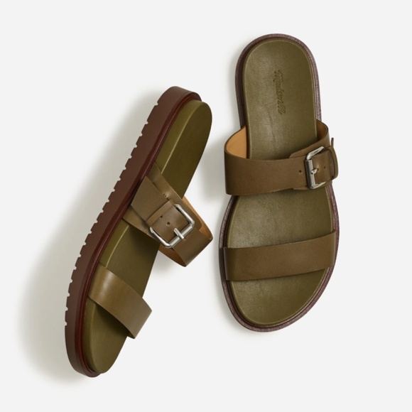 New MADEWELL Size 8.5 The Dee Double-Strap Slide Sandal in Olive Tree $98 NP292 - Picture 1 of 7